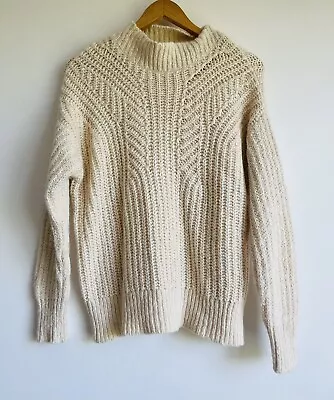 Country Road Size XS Cream Knit Jumper Mock Neck Wool Alpaca Blend • $49.95