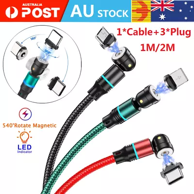 Magnetic Cable Phone Charging Charger Micro USB/Type-C/USB-C/iPhone Cord 3in1 2M • $8.99