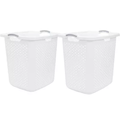 Home Logic 2.5 Bushel XL Lamper Plastic Laundry Basket White 2 Pack • $23.50