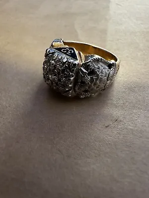Antique 14K Solid Gold Heavy Men’s Diamond Masonic Ring  • $1599.99