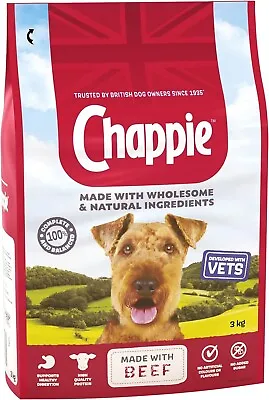 Chappie - Dry Dog Food For Adult Dogs - With Beef And Wholegrain Cereal - 3 Kg • £14.99