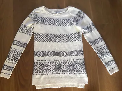£14.99 • Buy Fat Face Ladies Cream Patterned Cotton / Linen Blend Jumper Size 10