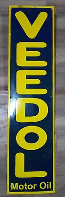 Porcelain Veedol Motor Oil Enamel Metal Sign Size 60   X 15   Inches • $299.99