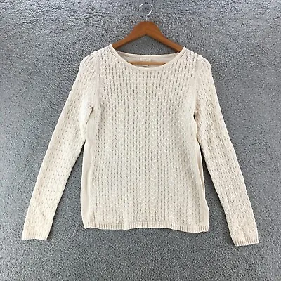J Crew Cable Waffle Knit Sweater Womens Small Ivory Beige Pullover Long Sleeve • $24.69