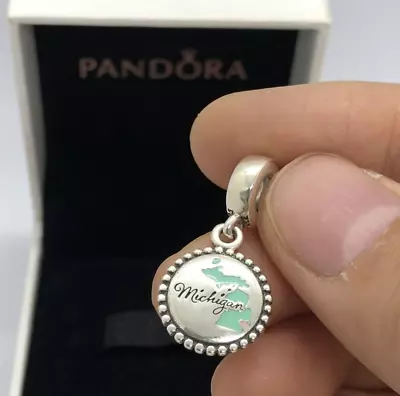 Pandora Michigan State Heart Charm Dangle Charm Travel Pendant • $45