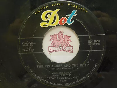 Mac Wiseman – The Preacher & The Bear / When It's Lamp Lightin' 45 RPM G+ (20E) • $7.99
