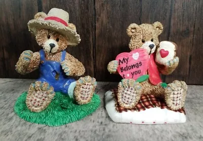 Set Of 2 Bear Figurines  From Me To You  Valentine's Day Gift Resin Bears Heart  • $15