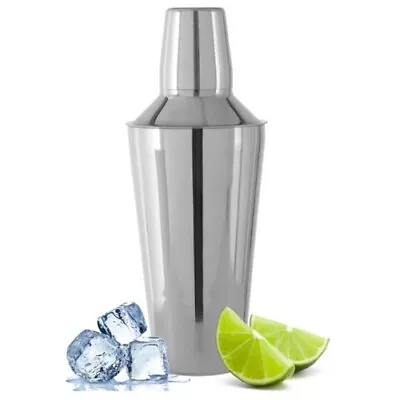 New 16oz Stainless Steel Cocktail Shaker 0.5l Mixer Party Bar Mixing Tin Drinks • £5.95