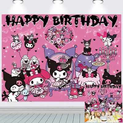 Kuromi Happy Birthday Backdrop Banner Baby Shower Party Supplies 7x5ft • $25.98