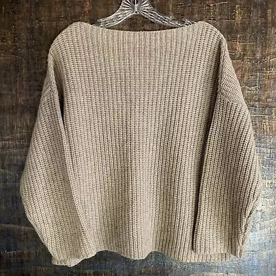 VINCE Knit Boxy Neutral Tan Yak Wool Sweater Sz M • $79.99