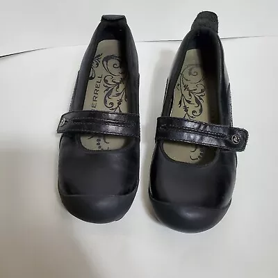 Merrell Plaza Bandeau Black Leather US 6 EU 36 Slip On Mary Jane Shoes J46406 • $20