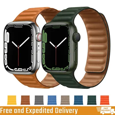 $20.79 • Buy Leather Band Magnetic Strap For Apple Watch 7 Strap 41/45mm IWatch 6 SE 40/44mm