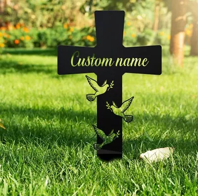 Personalized Memorial Metal Cross StakeCross Dove Memorial Metal Sign • $41.99