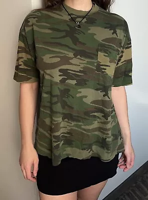 Vintage Camo T-Shirt By Imperial Green Multicam Thin Grunge Hunting Outdoors • $15