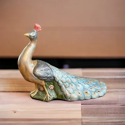 $19.79 • Buy Vintage MCM Holland Mold Hand Painted Ceramic Peacock Non Lighted Decor 15x10x7”