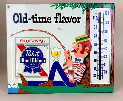 Vintage Pabst Blue Ribbon Thermometer Metal Beer Sign Co-St. Louis MO U.S.A. • $640
