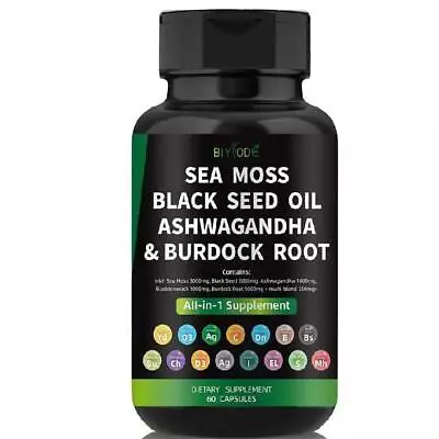 Certified-Organic Sea Moss Capsules - Irish Sea Moss Bladderwrack Burdock Root • $5.07