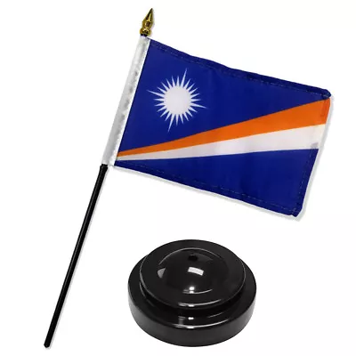 Marshall Islands 4 X6  Flag Desk Set Table Stick Black Base • $6.74