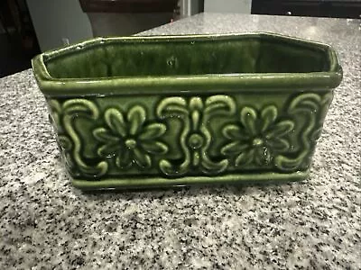 Vintage Mid Century McCoy Pottery Green Glazed 6-sided Planter Geometric • $0.99