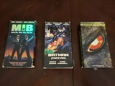 Lot Of 3 VHS Tapes Godzilla Men In Black Batman Forever Val Kilmer Jim Carey • $8