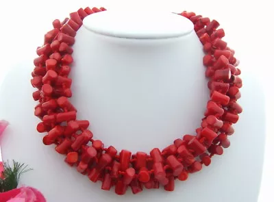 S041410 5 Strands Red Coral Torsade Necklace • $30