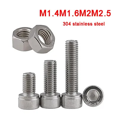 M1.4 M1.6 M2 M2.5 Socket Head Cap Screws Allen Bolts Or Hex Nuts Stainless Steel • £1.98