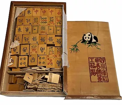 Vintage Bamboo Mah-Jong Set  Old Stock Perfect Condition Age Cracks On Cover • $340