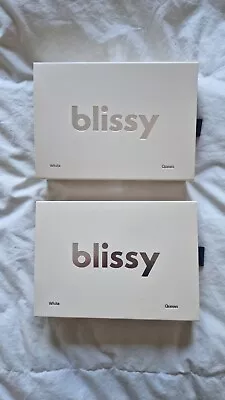 2 X Blissy 100% Silk Pillowcases - White - Queen - Brand New • £50