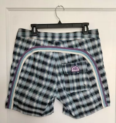 Sundek Board Shorts Blue Plaid Size 32 • $25.95