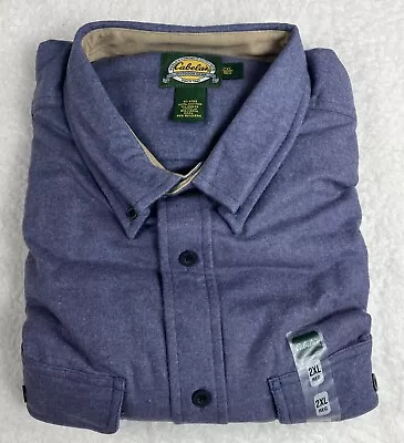 NWT VTG Cabela's Soft Chamois Shirt 2XL Blue Heather Med Wgt Buttondown • $29.72