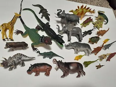 $8 • Buy Toy Animals Hard Plastic Elephant Croc Lizard Rhino Dinos Terra Greenbrier +more
