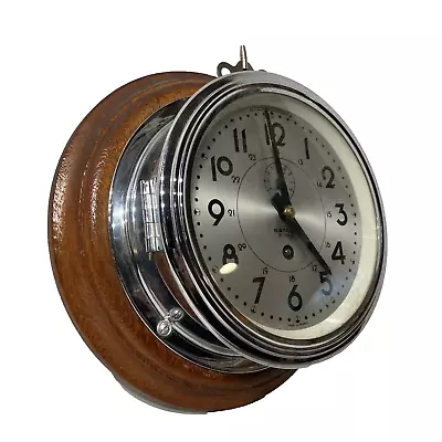 Bayard 8 Day Mechanical Winding Ship Clock Art Deco In Wood Frame • $219