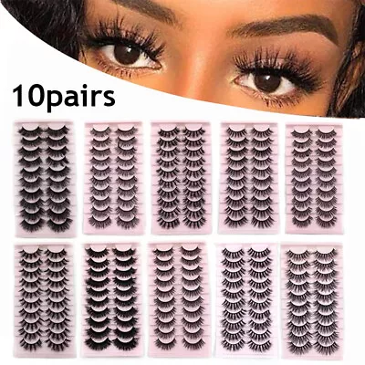 $6.92 • Buy 10 Pairs 3D Fake Eyelashes Long Thick Natural False Eye Lashes Mink Makeup Set