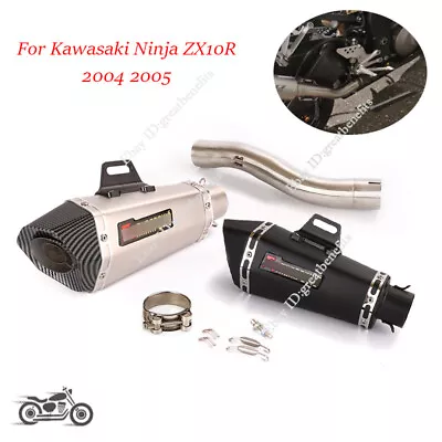 For Kawasaki Ninja ZX10R 2004 2005 Slip-On Exhaust Mid Pipe 51mm Muffler Escape • $142.56