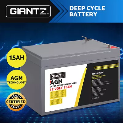 Giantz AGM Battery 12V 15Ah Deep Cycle Box Portable Solar Caravan Camping • $46.95