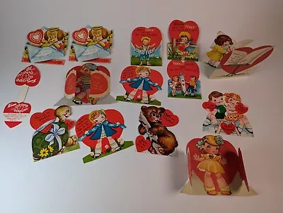 Vintage 40s USA Made Valentines Cards Lot Of 13 With 3 Different Styles  • $11.11