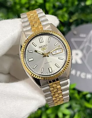 Seiko SNXS75 Datejust TwoTone W/ Sapphire Crystal Fluted Bezel Solid Bracelet • $379