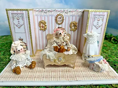 Vintage Artisan Miniature Dollhouse Le Coffre D'Emilie French Bedroom Diorama • $299.99