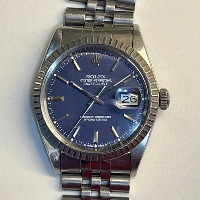 $5950 • Buy Rolex Datejust Stainless Steel BLUE Dial 36mm Men's Watch 16030 Jubilee Bracelet