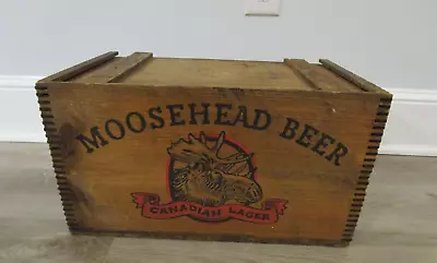 Vintage MOOSEHEAD BEER Canadian Lager Wooden Beer Crate Box Sliding Lid & LINER • $89.99