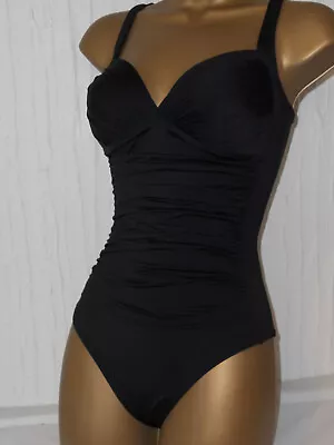 Black Marks & Spencer M&s Ruched Swimsuit Size 12 Control Swimwear • £7.99