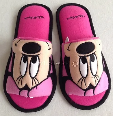 AUTHENTIC Disney Mickey Mouse Minnie Mouse Plush Slippers Shoes US 6-10 UK 4-8 • $19.95