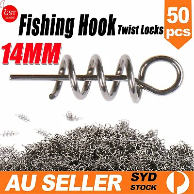 $5.59 • Buy 50 Soft Plastic Lures TwistLock Centering Pin Twist Locks Weedless Fishing Hook