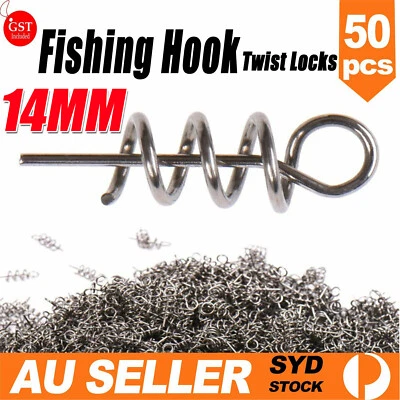 $5.59 • Buy 50 Soft Plastic Lures TwistLock Centering Pin Twist Locks Weedless Fishing Hook