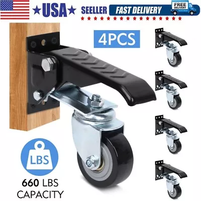 NEW Heavy Duty Retractable Casters WheelsSet Of 4 Workbench Casters Kit 660Lbs • $38.59