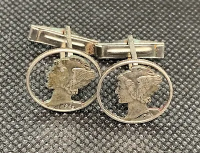 Carved Out Mercury Dimes Cufflinks • $22