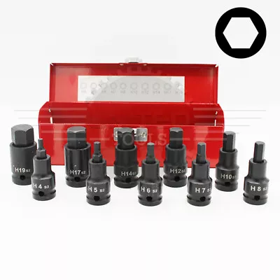 10pc IMPACT HEX BIT Tools SOCKET SET 1/2  Drive 4mm To 19mm Allen Key • $22.39