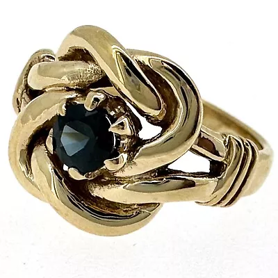 14K Gold Vintage  Knot  Ring SZ 6.5 With 0.35 Carat Heat-Only Zambian Sapphire • $459