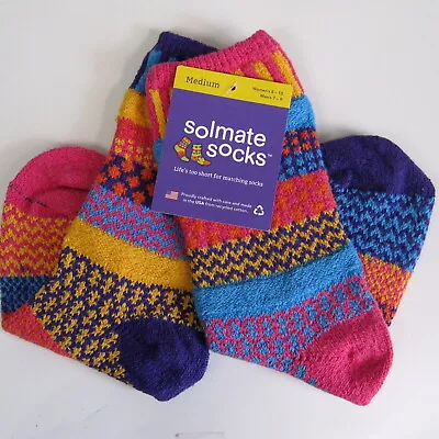 Solmate Socks Mismatched Medium W 8-10 M 7-9 Carnation Pink Blue Orange New NWT • $21.95