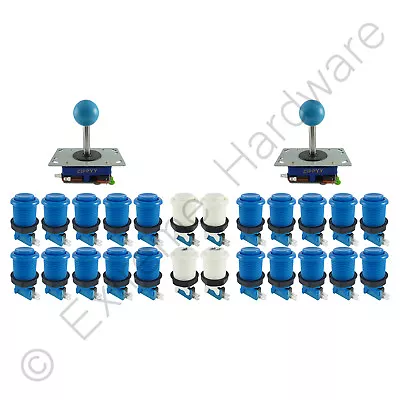 £41.99 • Buy 2 Player Arcade Control Kit 2 Ball Top Joysticks 24 Buttons Blue JAMMA MAME Pi